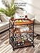 kealive Bar Cart for The Home, Industrial Wood Metal Wine Cart on Wheels with Glass Holder Wine Rack, Utility Kitchen Serving Cart with Removable Top Tray, Brown
