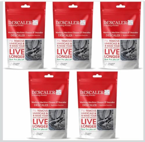 Image of Washing Machine Cleaner Descale Powder Descaling Appliance Quick Drum Descale Deep Cleaning for Semi and Fully Automatic Front and Top Load Tub Clean Pouches 100g (Pack Of 5)