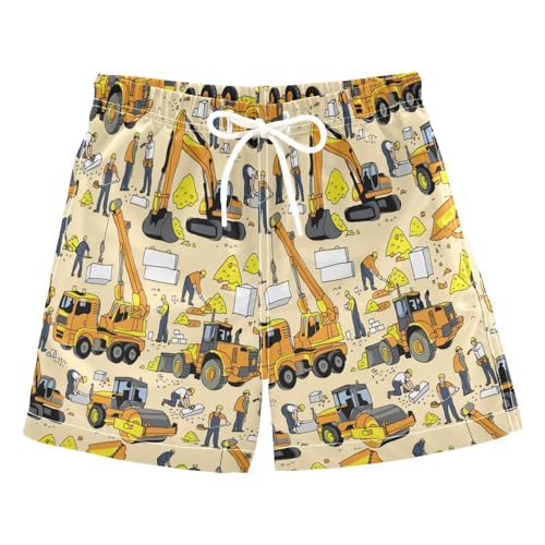 Construction Truck Tractor Boys Swim Trunks Summer Toddler Beach Board Shorts Kids Swimsuit Swimwear 4T