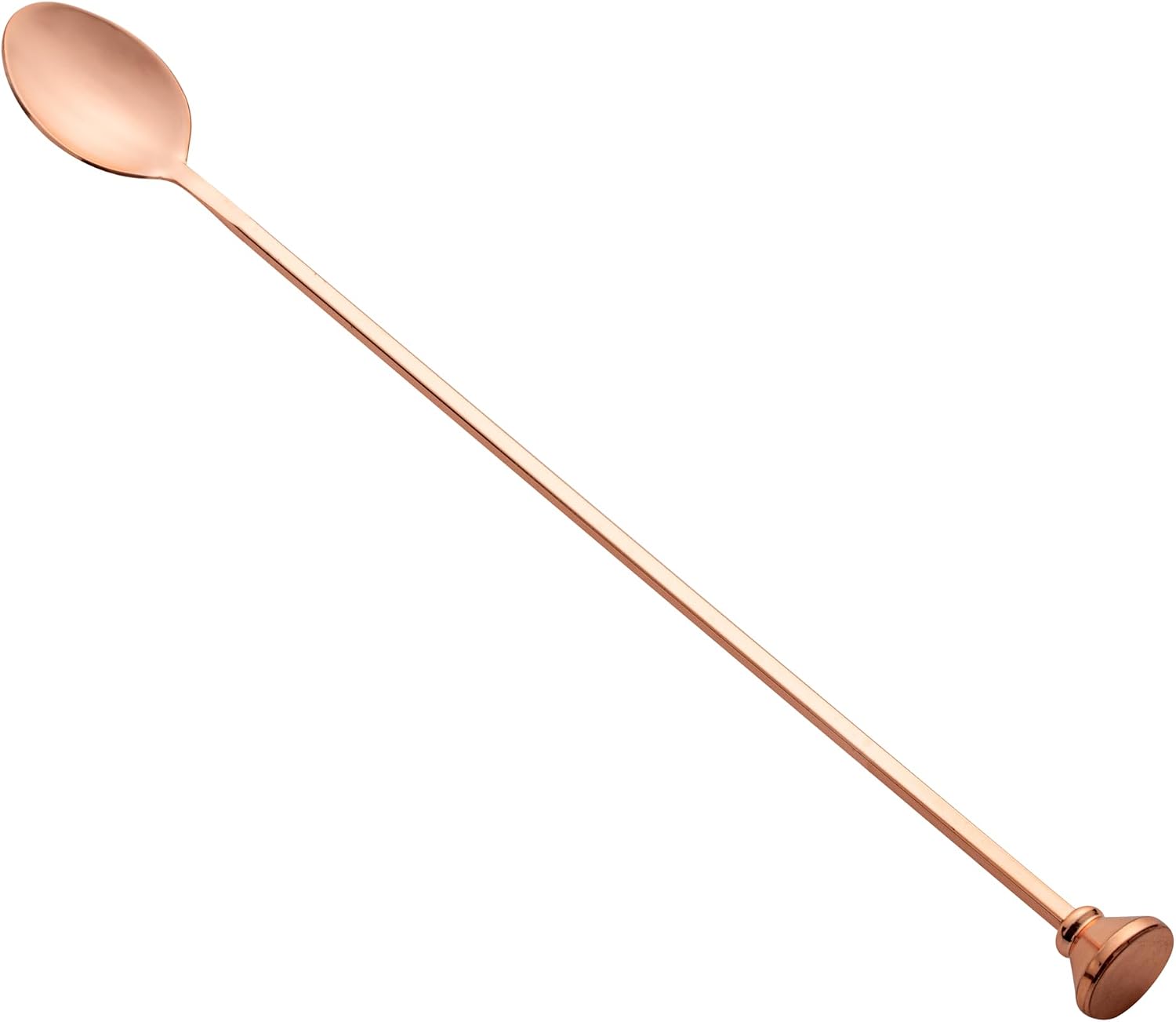 Restaurantware Bar Lux 12 Inch Bar Spoon 1 Muddler Tip Cocktail Stirrer Spoon - Long Commercial Copper-Plated Stainless Steel Cocktail Mixing Spoon For Stirring And Mixing For Professionals