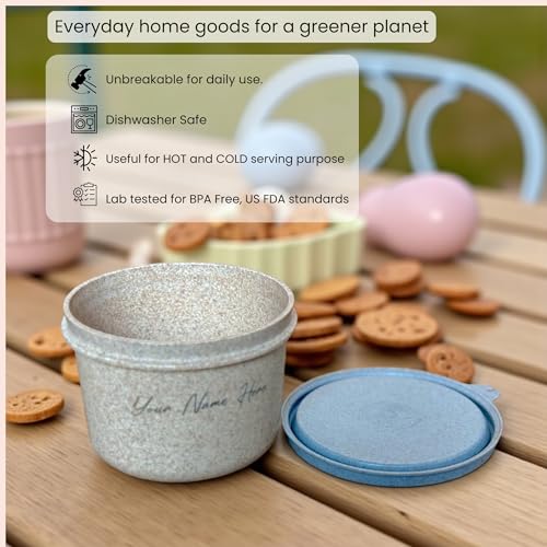 Image of Happy Cove Eco Friendly Coffee Mug & Snack Container Set - Rice Husk, Wheat Straw, Bamboo Fibre - Perfect Customized Gift for Men - Ideal Gifts for Man - Sustainable Gift for Man, Glacier Blue