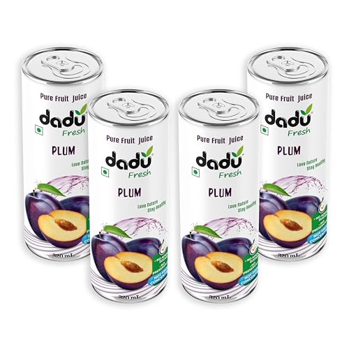 Image of Dadu Fresh Plum Juice | Pure Natural Fruit Healthy Beverage | Not from Concentrate, No Added Sugar, No Preservatives or Artificial Flavours | Vitamin Rich & Naturally Refreshing | 4 Cans x 320ml (1280ml)