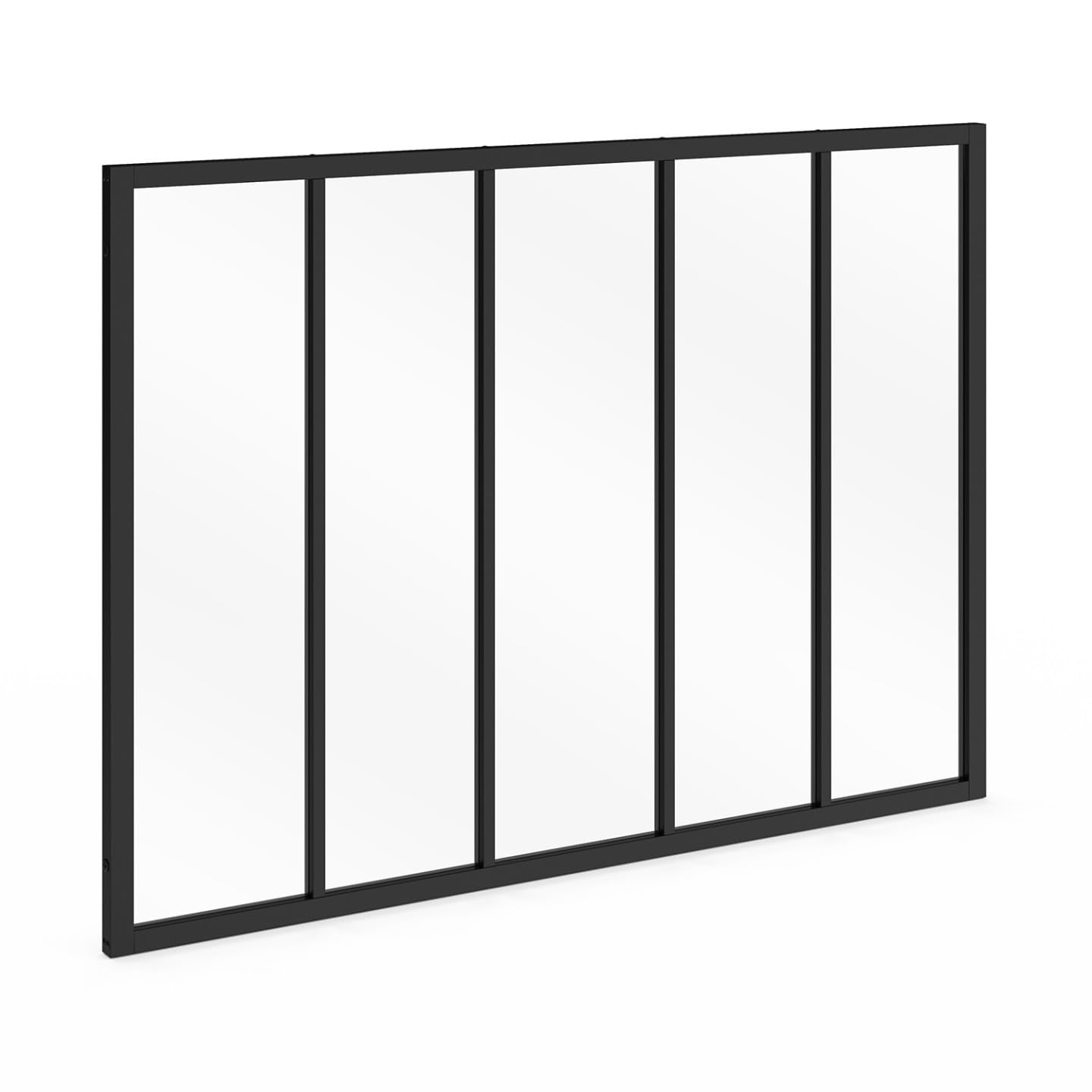 IDMarket - Verrière Atelier 5 vitrages L. 150 x H.108 cm en métal Noir et Verre trempé