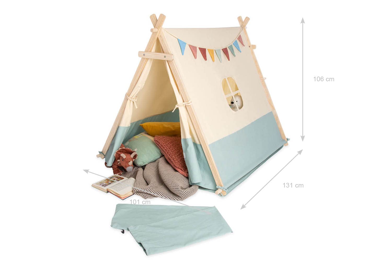 PINOLINO Yuma - Tienda de campaña para niños con 2 Puertas y una Ventana, Color Blanco, 101 x 131 x 106 cm