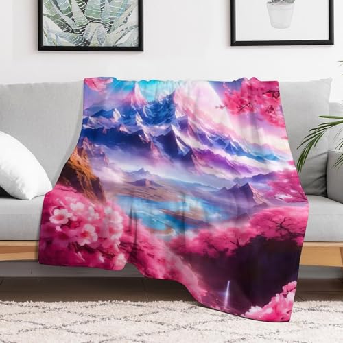 Couverture flanelle super douce imprimé cerisier japonais - 3