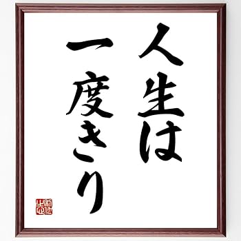 Amazon.co.jp: 名言「人生は一度きり」手書き書道色紙額／受注後