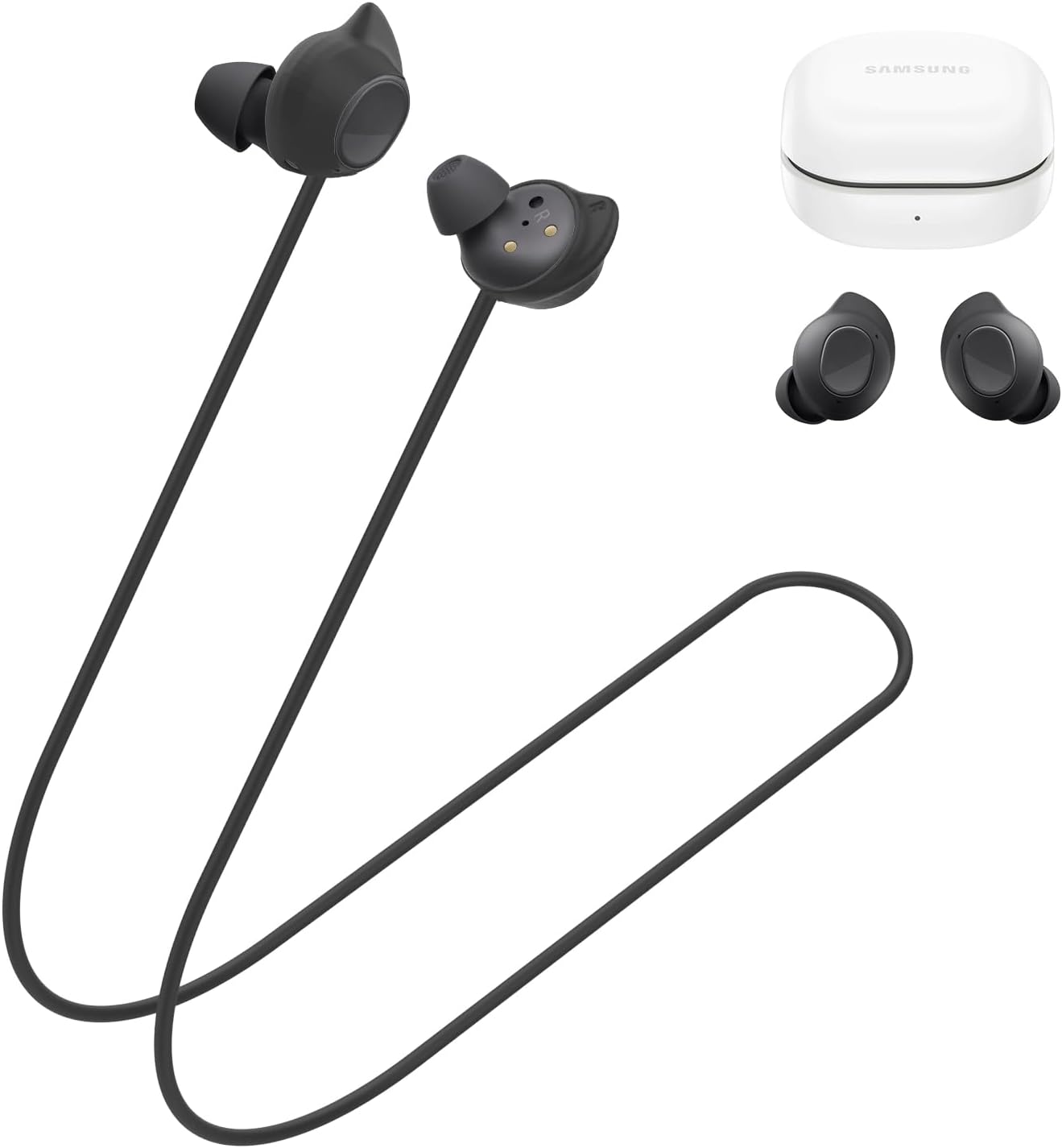 Anti-Lost Strap Compatible with Samsung Galaxy Buds Fe (2023), Soft Silicone Sports Lanyard for Galaxy Buds Fe, Anti-Slip Headphones Lanyard Accessories for Samsung Buds Fe Earbuds Neck Rope (Black)