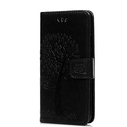 Reevermap Samsung Galaxy A21S Hülle, Lederhülle für Samsung Galaxy A21S Handyhülle Wallet Flip Leder Case Tasche Brieftasche Etui Standfunktion Schutzhülle Eulenbaum im Bookstyle,