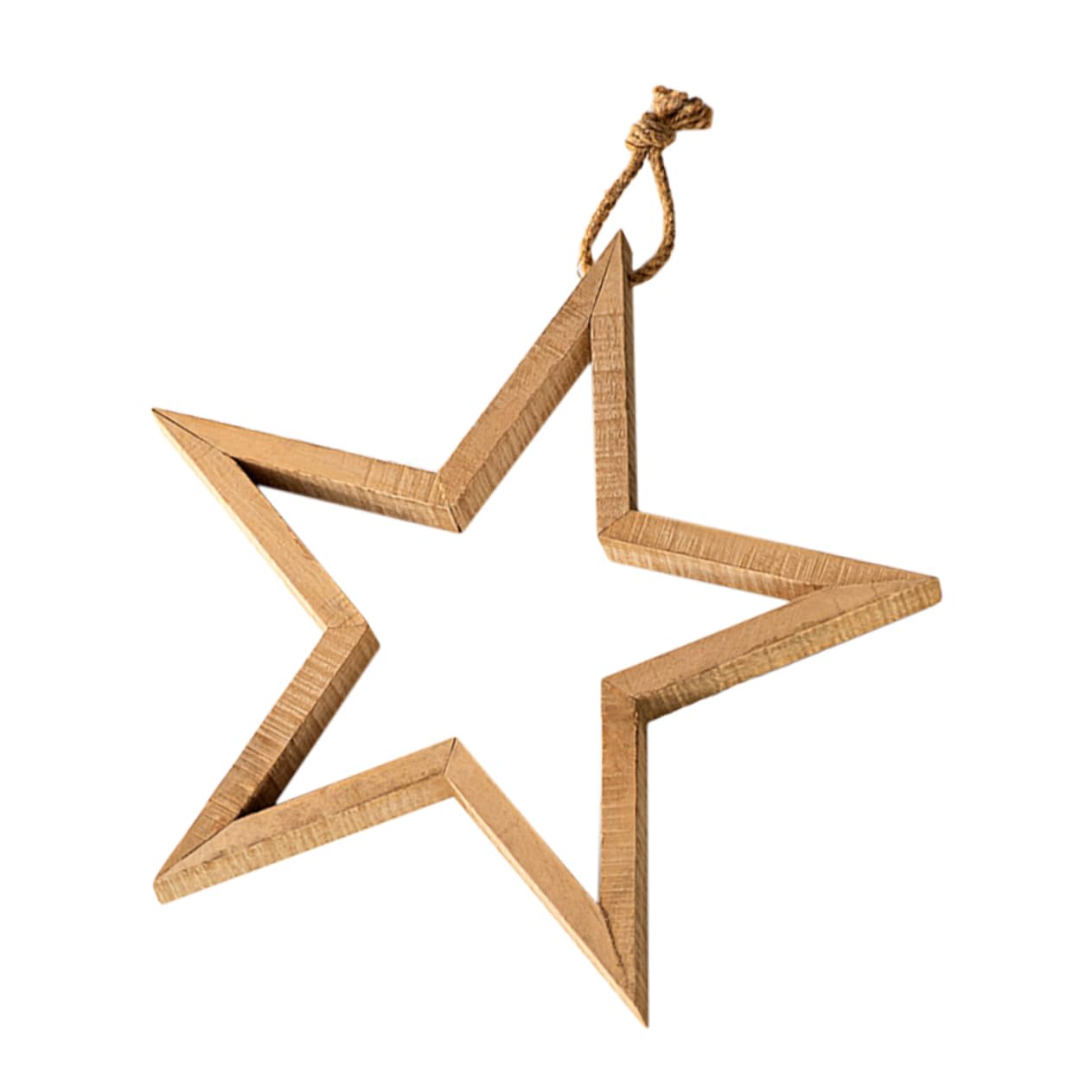 Decorazione da Parete Stella a 5 Punte in Legno Rustico, Laccetto, per Casa e Studio, Stile Semplice
