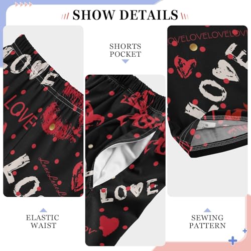 Kiss Rosette Love Boys Long Pants Soft Trousers Elastic Waist Kids Lounge Bottoms with Pockets S-XL4