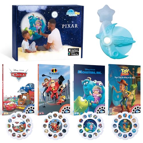 Image of Moonlite Storytime Starter Pack with Smartphone Projector, Picture Disc and Four Stories, Ideal for Bedtime, Storytime and Family Travel - Disney Pixar