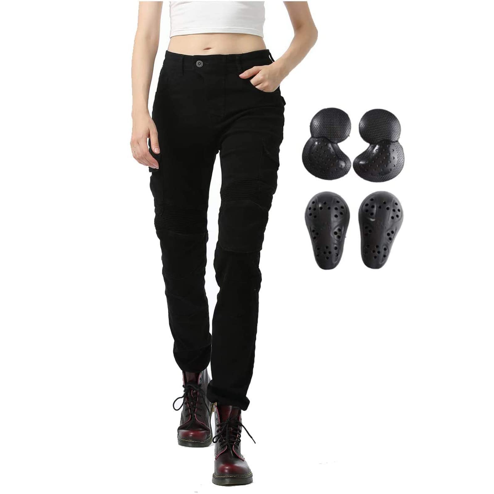 Damen Motorradhose, Motorrad Jeans Biker Trousers, Sportliche Motorrad Hose Fahrrad Riding Schutzhose, Mit Protektoren Motorradhose