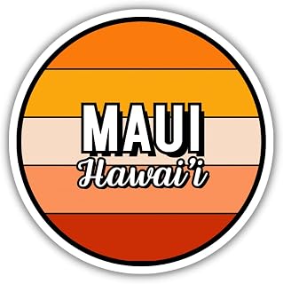 Maui Hawai'i Travel Sticker, 2.5" Multiple Colors, Laptop Water Bottle Planner Journal, Collectible Places I've Been, Luggage Decal (Sunset)