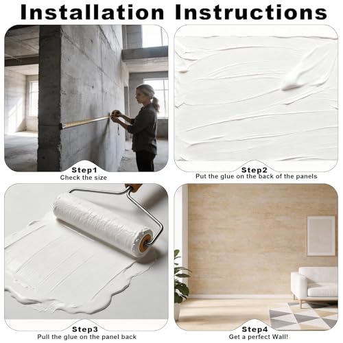 3D Wall Panels - 4PCS 47.2"x23.6" Faux Stone Wall Covering - MCM Modified Clay Material for Home Art, Accent Brick, Modern Exterior/Interior Decoration, Covering 31 sq.ft TV459 by NAMAII - Used condition - Image 6