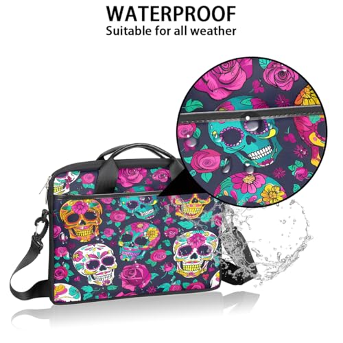 Maletín para laptop con diseño Sugar Skulls Roses 15 pulgadas miniatura 3