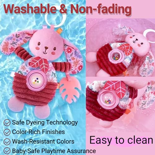 Image of Baby Crib Toys Hanging Stroller Car Seat Toy for Infant 0-2-3-4-5-6-7-8-9 Month Old, Newborn Infant Girl Gifts Carseat Sensory Rattle Crinkle Teething Teether for Babies 6-12 Month Essentials