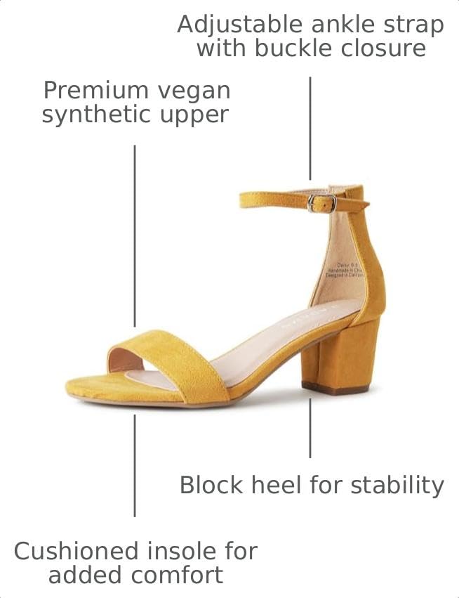 Image of J. Adams Daisy Heeled Sandals - Ankle Strap Low Block, Open Toe Dress Pumps, Chunky Heels - Dressy Shoes for Women - Bridal, Wedding, Summer Sandals