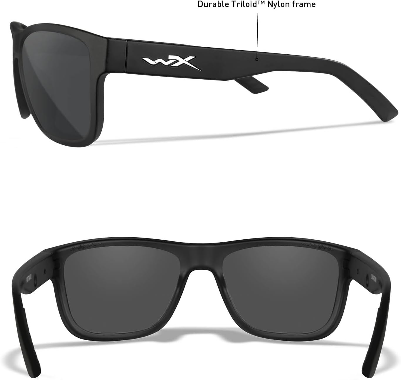 Wiley X Ovation Sunglasses, Safety Glasses for Men and Women, UV Eye Protection for Shooting, Fishing, Biking, and Extreme Sports, Matte Black Frames, Smoke Grey Tinted Lenses