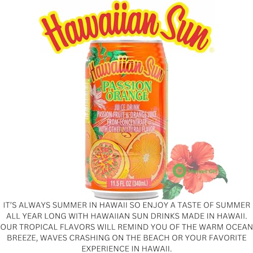 Hawaiian Sun Drinks - Passion Orange (11.5floz x 12 cans) - Tropical Refreshing Juice - Thumbnail 2