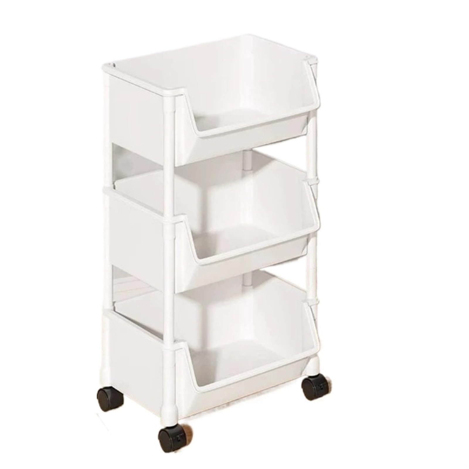 Genérico Organizzatore mobile for carretti a mano, snack for la casa, camera da letto, cucina con scaffali multistrato carrello ruote, libreria for soggiorno(3-layer white)