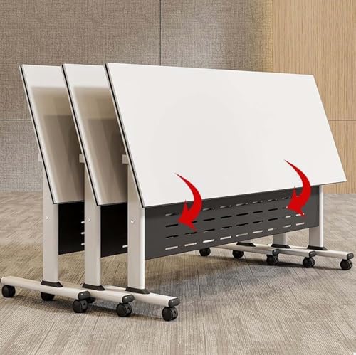 Bureau pliable à roulettes – Table de conférence à roulettes pour bureau à domicile, étude et réunions compactes – Table d'écriture peu encombrante