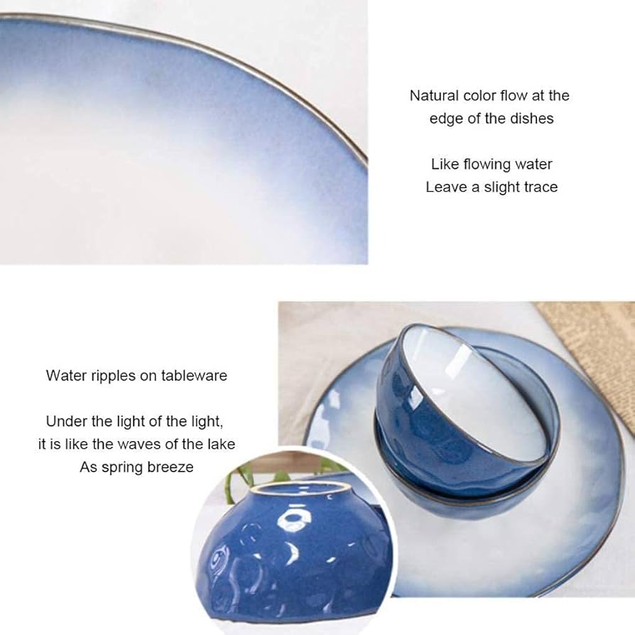 Amazon｜食器セット 22ピース ブルー磁器ディナーセット