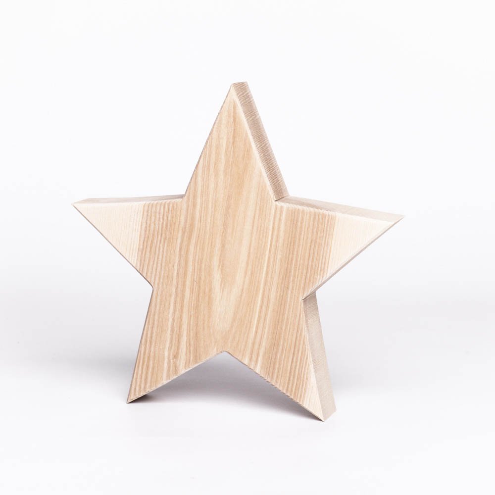 Étoile en bois de frêne noble WOODS 40 cm au design minimaliste