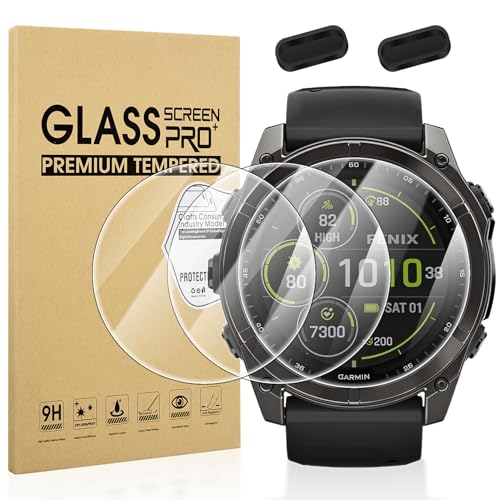 Suoman 3+2 Pack for Garmin Fenix 8 (AMOLED) 51mm Screen Protector + Charger Port, [ Scratch-resistant ] 2.5D 9H Hardness Tempered Glass Screen Protective Film