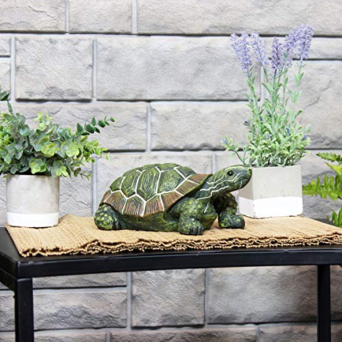 Sunnydaze Terrance The Tortoise Garden Statue - Indoor/Outdoor Yard Art Decor - Turtle Lawn Ornament - Backyard and Patio Animal Sculpture - 9-Inch Long - 1 Statue