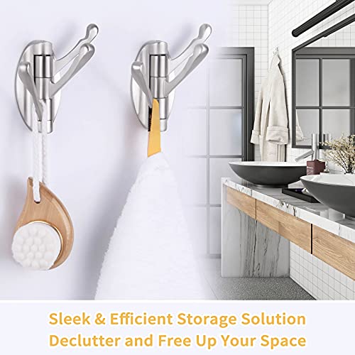 Angle Simple Foldable Swivel Towel Hook 2 Pcs, Metal Flexible Coat Hook, Bath Towel Holder, Heavy Duty Robe Clothes Hanger For Bathroom Rv Wall Mount, Brushed Nickel #TOP2