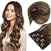 Sunny Dip and Dye Ombre Clip in Human Hair Extension 20 Inches Remy Full Head Brown to Blonde Remy Clip in Extensions 7pcs 120gram