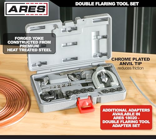Image of ARES 18019 Double Flaring Tool Set - Extra Adapters, Mini Tubing Cutter