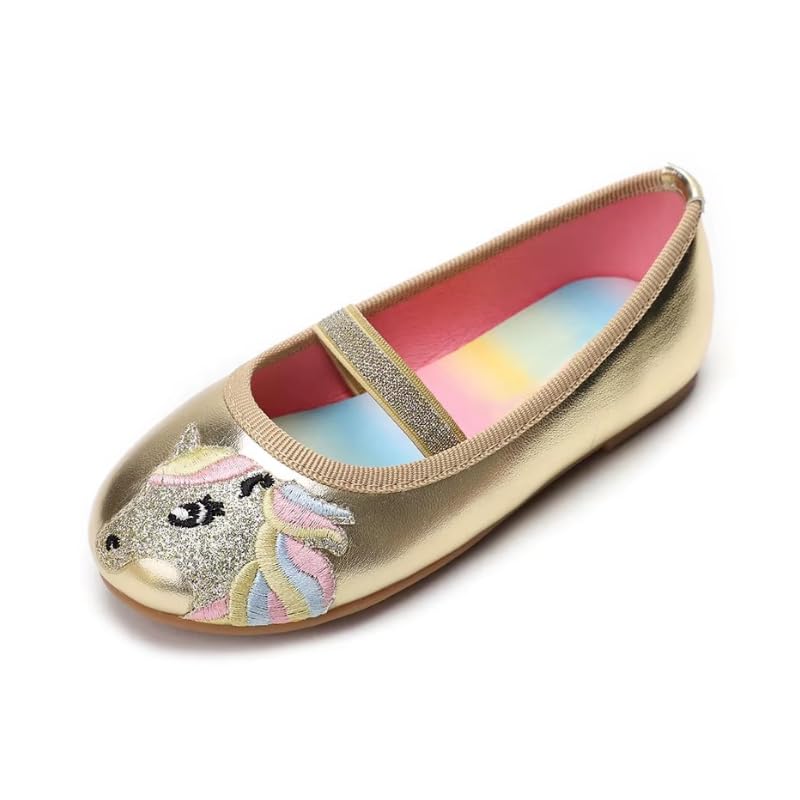 Bailarinas Niñas Unicornio Zapatos Bajos Casual Colores Metálicos Suela Arco Iris Antideslizante