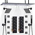 HOMEDEC Luxury Dual Shower System for Couples, 16x32" Rain 2-Function and Dual 6" Side Wall Mounted Shower Heads, with 4-Way Diverter Valves, Black