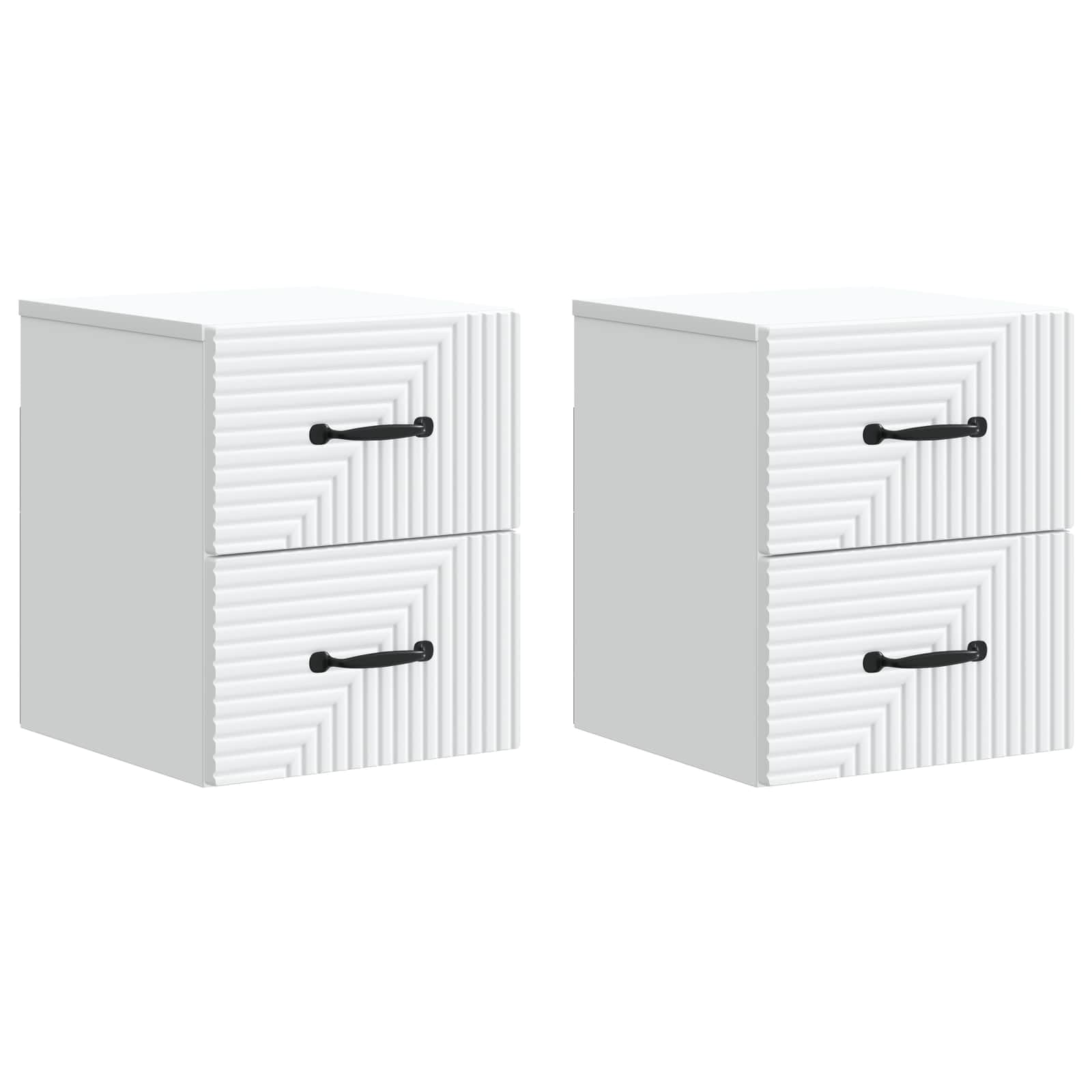 Lot de 2 tables de chevet murales flottantes - Blanc - 34,5 x 33 x