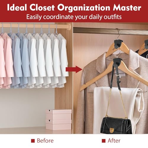 Image of Latoxcaa Space Saving Hanger Hooks 20Pcs, Upgrade Heavy Duty Space Saver Hangers Connector Hooks for Clothes, Premium Hanging Closet Organizer for Dorm, Ganchos para Colgar Ropa, Black