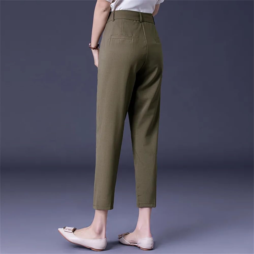 Women Casual Straight Suit Pants Slim High Waist Business Work Trousers