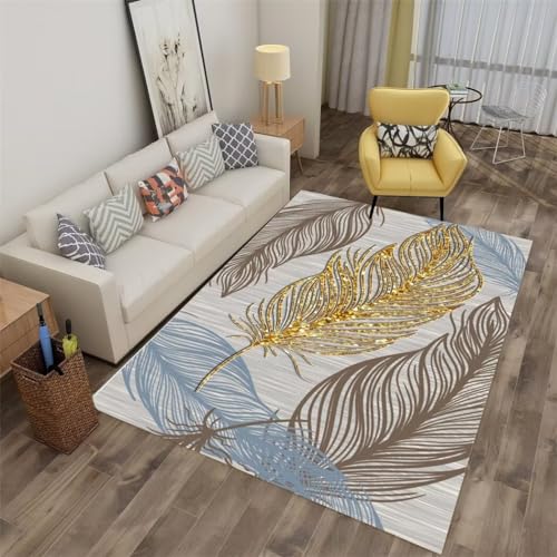 Tapis pas chere or et bleu au design graphique moderne pour relooker son intérieur