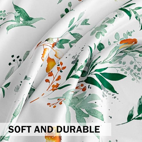 Image of MYSKY HOME Floral French Door Curtains 40 inch Long Set of 2 Blackout Privacy Sidelight Door Window Drapes with Rod Pocket, Yellow and Green, 24 inch W Each Panel