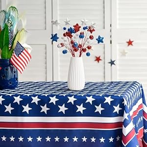 4 pcs patriotic glitter ball centerpiece stems 15 independence day artificial berry stem star picks 4th of july red white blue pentagram faux berry branch sticks for memorial day home decoration  urban country home decor