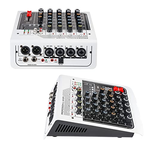 Dj Mixer Board 4 Channel Mixer Audio Mixer With Bluetooth, Small Audio Mixer For Karaoke, Digital Audio Mixer Usb Sound Mixer With Mp3 Playback, Xlr Microphone Jack, 48V Power Supply, Fx Reverb Delay #TOP6