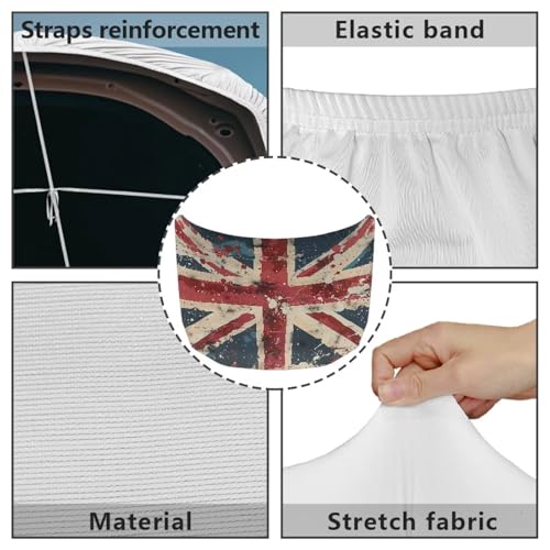 Image of British Flag Car Hood Cover Protector for Most Vehicles Sedans Trucks SUVs, Stretchable Auto Accessories, Tea-Stains British Union Jack Flag Car Bonnet Banner