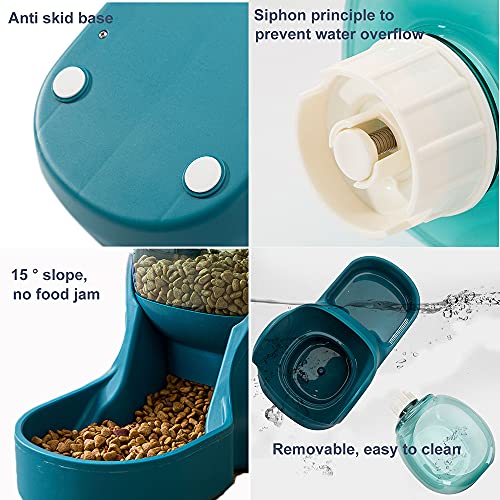 Automatic Dog Cat Feeder And Water Dispenser,Pet Food Bowl, Gravity Food Feeder And Waterer Set For Small Medium Dog Puppy Kitten, Large Capacity 1 Gallon X 2 (Retro Green) #TOP4