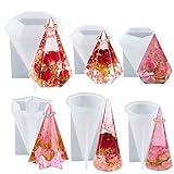 Faceted Ring Cone Resin Mold Silicone, 6 Pcs Ring Holder Molds for Resin Casting, Ring Cone Pyramid Epoxy Resin Molds for DIY Ring Jewelry Display Stand, Hexagonal Pentagonal Cone, Wedding Decor