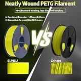 SUNLU PETG Glow in The Dark Filament, świecący filament PETG do drukarek 3D 1,75 mm, wysoka jasność i długa żywotność, dokładność wymiarowa +/- 0,02 mm, szpula 1 kg. (Żółty fosforyzujący).