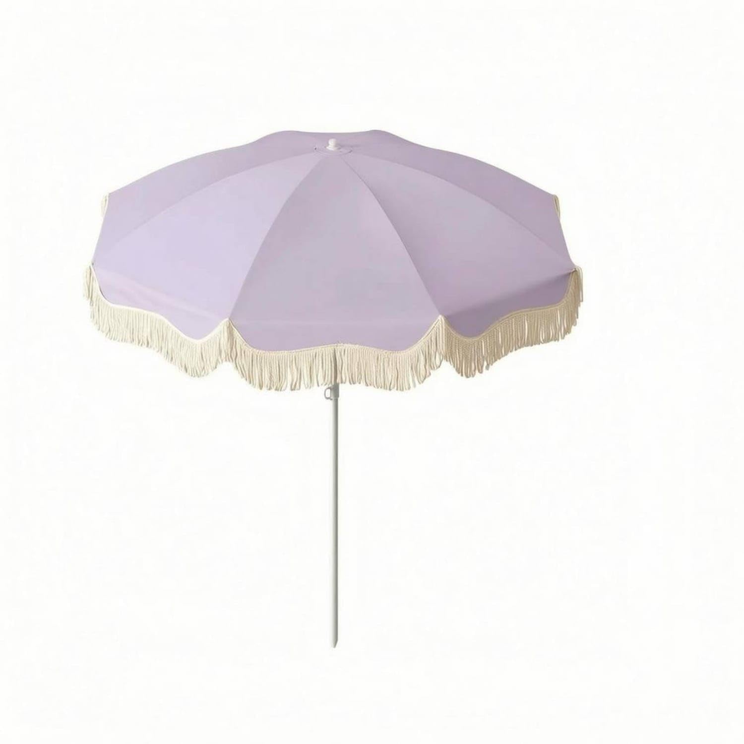 Bnf Black-Coated Tassel Patio Umbrella Sun-Blocking Fringed Canopy Umbrella Straight Pole Sunshade Rain Protection, Taro Purple-image-21