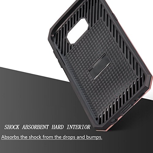 Galaxy S7 Case, TILL(TM) Wallet Case [Card Pocket] Shockproof Dual Protective Shell Rubber Bumper w/Card Holder Slot Kickstand Case Cover for Samsung Galaxy S7 S VII G930 GS7 All Carrier [Rose Gold] - Thumbnail 3