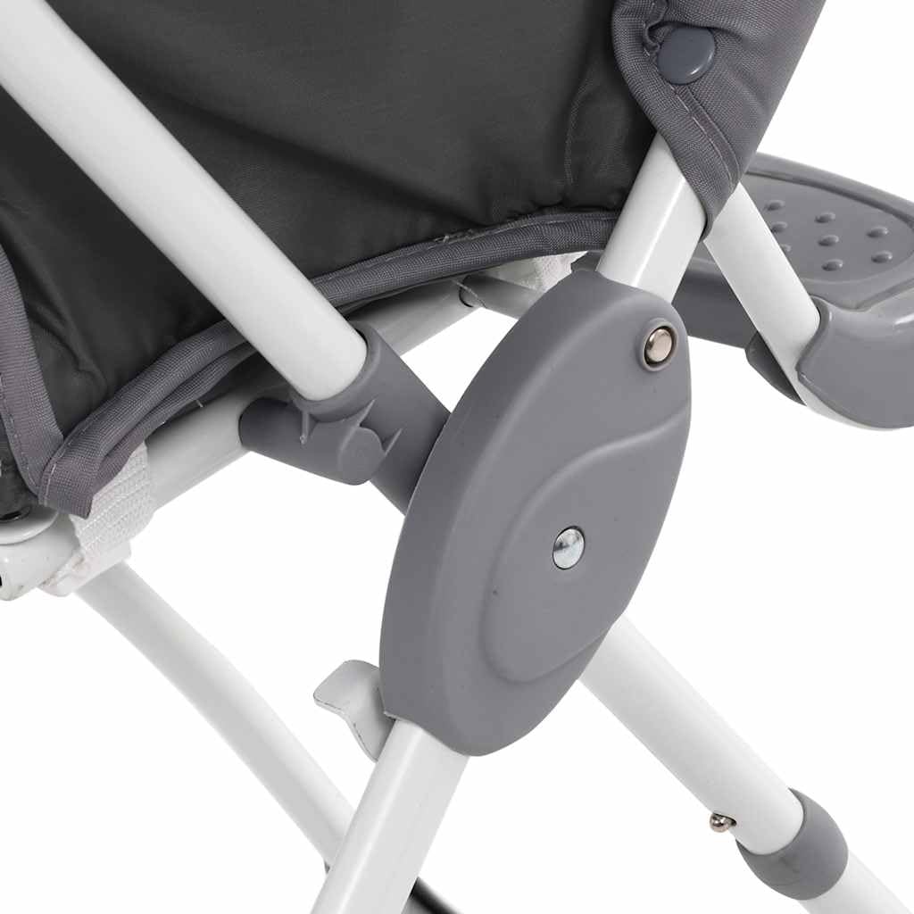 Baby-Hochstuhl Grau und Weiß klappbar mit 5-Punkt-Gurt und Verstellbarer Fußstütze, mitwachsender Kindersitz für Kleinkinder, Esszimmer und Reise, faltbar, Robustes Stahlrohr und Kunststoff