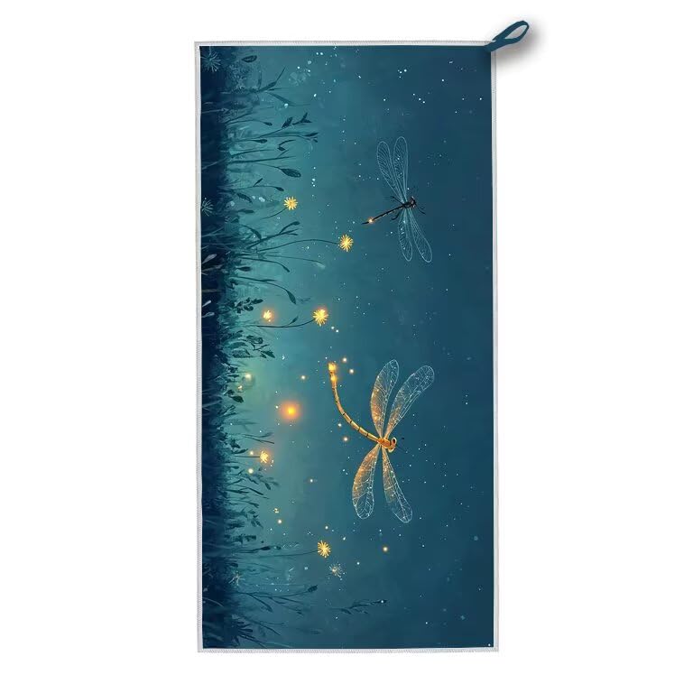 Microfiber Lightweight Thin Beach Towel, Dragonfly Beach Towels Oversized 64" x 32", Microfiber Sand Free Quick Dry Towels for Travel, Pool, Summer