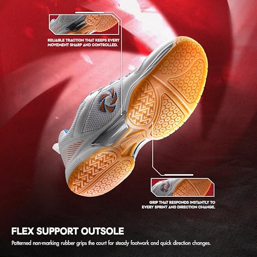 Image of SOLPRO Power Smash Badminton Shoes | Flex Support Outsole | Court Grip | Shock Absorbing Cushion | Breathable Mesh Upper | Stability Ridges